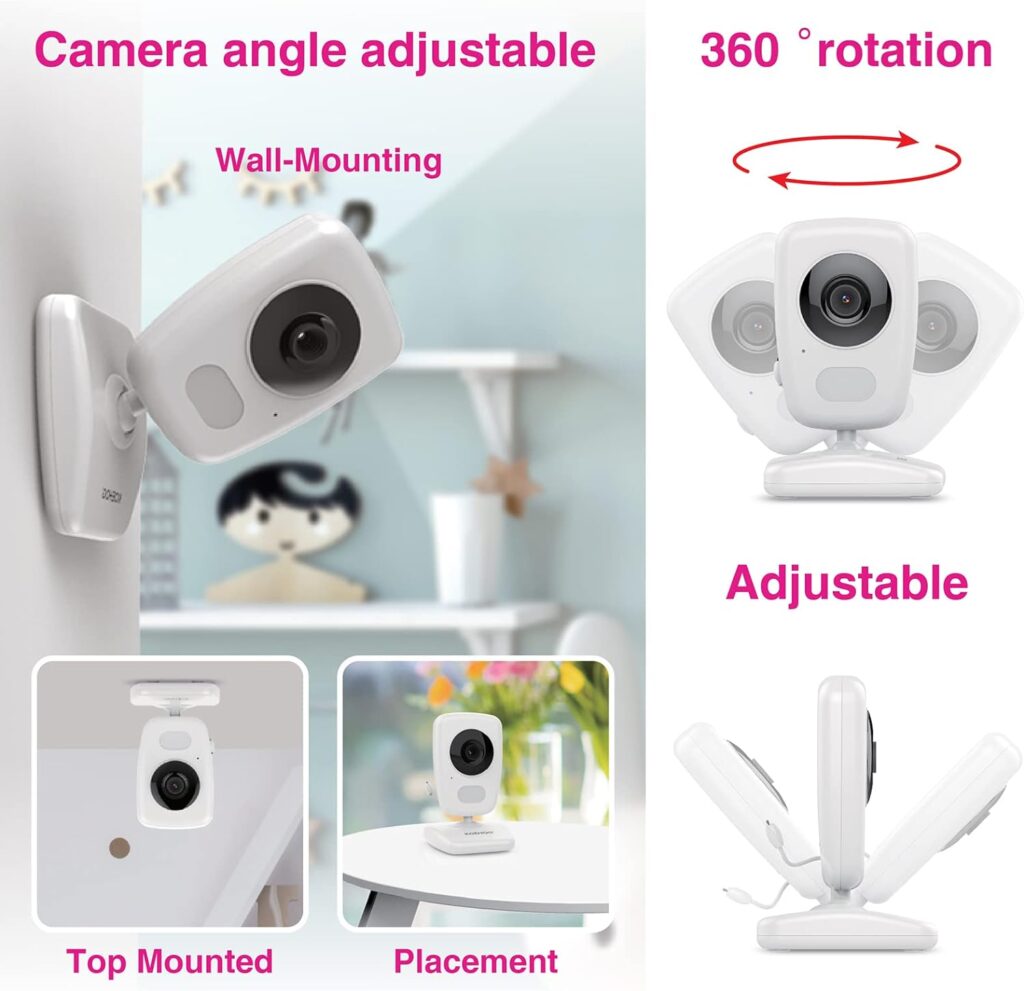 Axvue Video Baby Monitor, Slim Handheld, Non-Slip Design, 2.8 Vertical Screen Monitor  2 Camera, Range up to 1000ft, 18 Hour Battery Life, 2-Way Talk, Night Vision, Temperature Monitor, No WiFi.