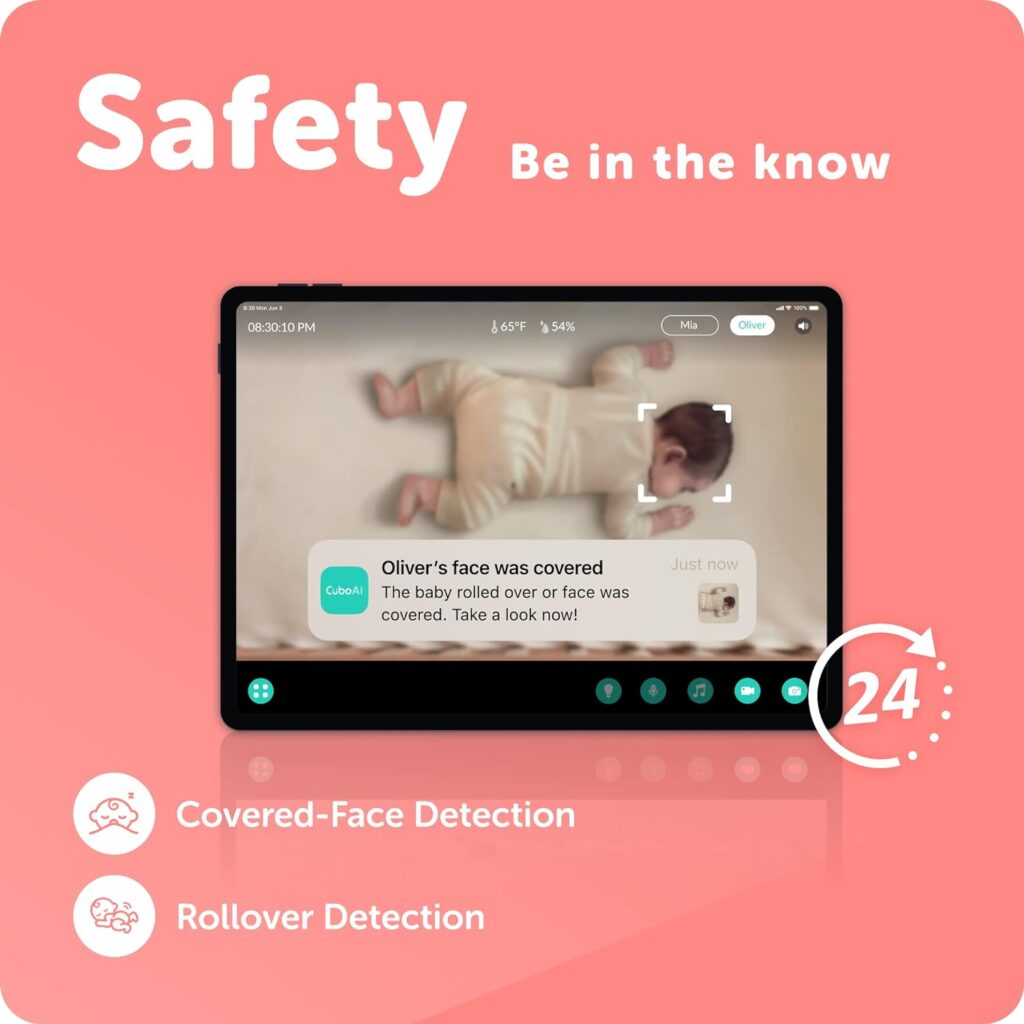 CuboAi Plus Smart Baby Monitor: Sleep Safety Alerts for Covered Face, Danger Zone  Sleep Analytics - 1080p HD Night Vision Camera, 2 Way Audio, Cry  Temperature Detection (Incl. 3 Stand Options)