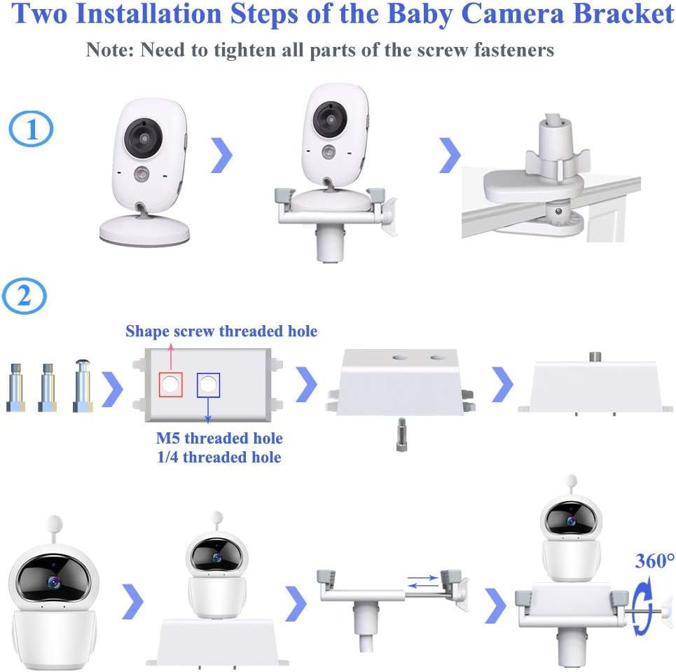 EYSAFT Baby Monitor Mount,Baby Camera Holder Compatible with Nanit Pro,Infant Optics DXR-8 Pro,Vetch,eufy,HelloBaby HB65/66/248,ANMEATE SM935E,Arlo,VAVA,Owlet,nooie,REOLINK E1 and Most Baby Monitor