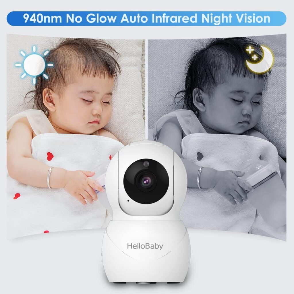 HelloBaby Monitor with Camera and Audio, IPS Screen LCD Display Video Baby Monitor No WiFi Infrared Night Vision, Temprature, Lullaby, Two Way Audio and VOX Mode (HB66pro)