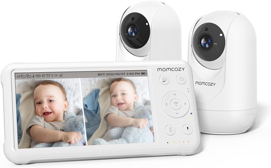 Momcozy Video Baby Monitor, 1080P 5 HD Baby Monitor with Camera and Audio, Infrared Night Vision, 5000mAh Battery, 2-Way Audio, Wide-angle View Temperature Sensor Lullabies and 960ft Range Ideal Gift