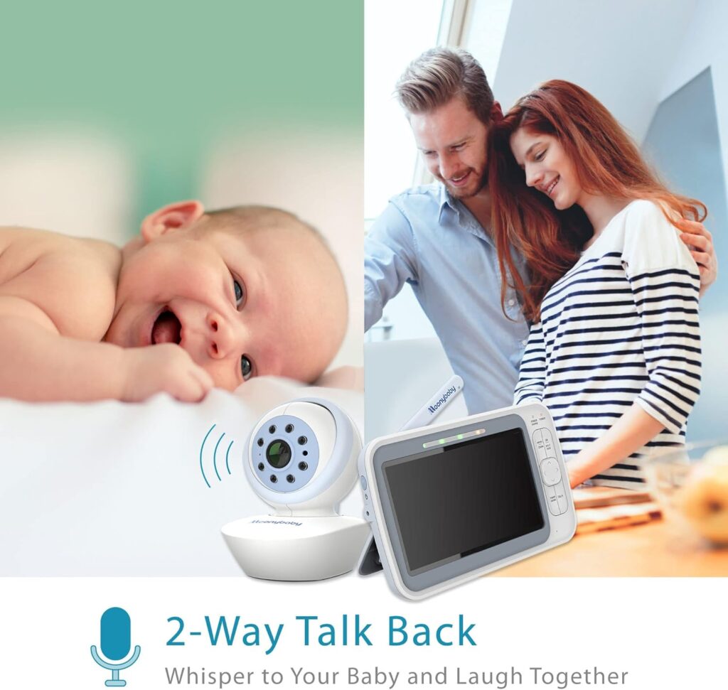 Moonybaby EMF Reduction Long Range Baby Monitor with A.N.R. (Auto Noise Reduce), 720P HD Resolution 5 Display, Pan and Tilt Zoom Camera, Model: QuadView50