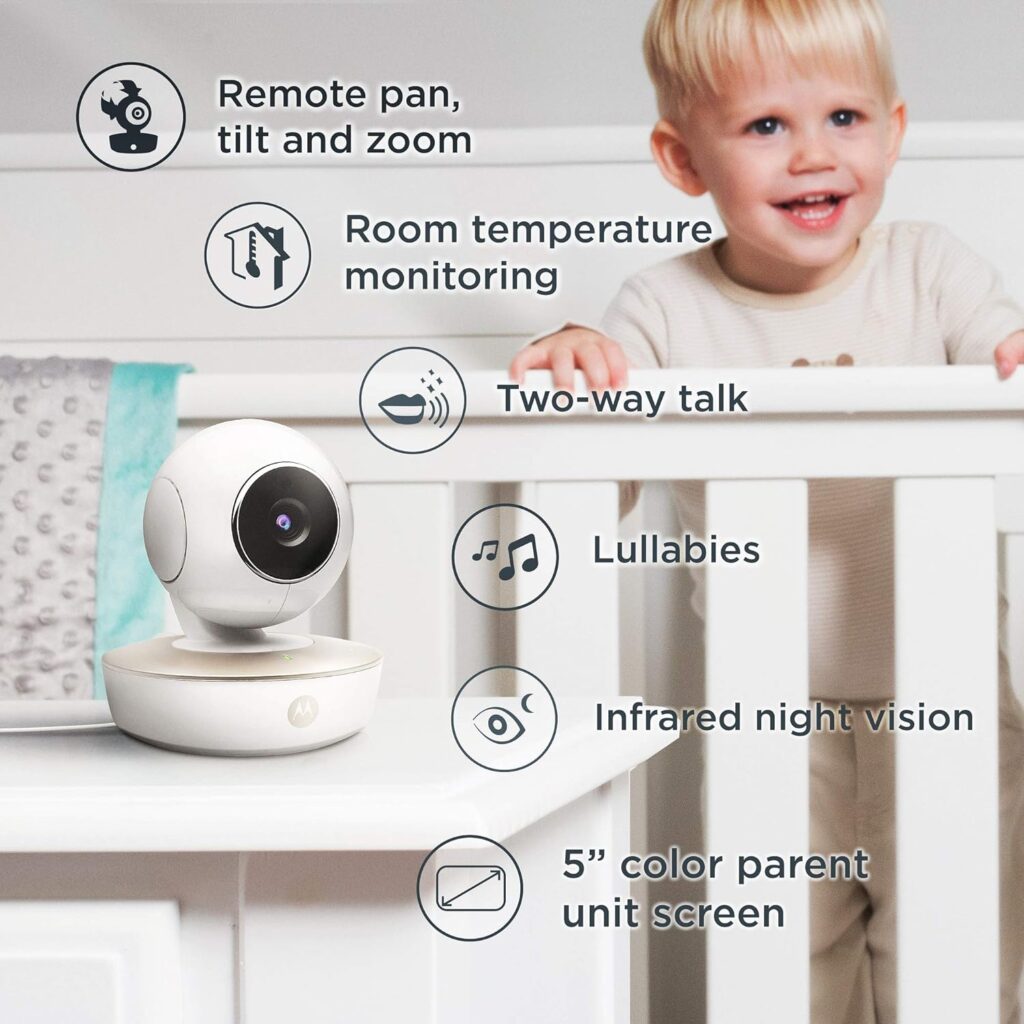 Motorola Video Baby Monitor - 2 Wide Angle HD Cameras with Infrared Night Vision and Remote Pan, Tilt, Zoom - 5-Inch LCD Color Display with Split Screen View, Room Temperature and Sound Alert MBP50-G2