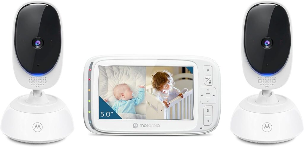 Motorola VM75 Indoor Video Baby Monitor with Camera - 480x272p, 1000ft Range 2.4 GHz Wireless 5 Screen, 2-Way Audio, Remote Pan, Digital Tilt, Zoom, Room Temperature Sensor, Lullabies, Night Vision