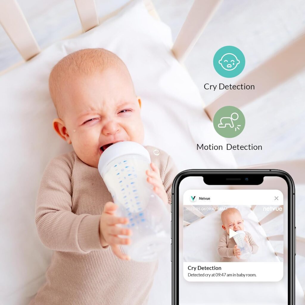 NETVUE-Video-Baby-Camera-Monitor - Peekababy 4 in 1 bracket meets the needs of parents in all scenarios, Baby Monitor with Camera and Audio, 5 Display, 2-Way Talk, Free Smart Phone App, Cry Detection