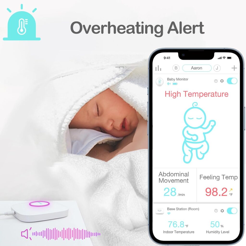 Sense-U Smart Baby Monitor 3 (Long Range  FSA/HSA Approved) - Tracks Abdominal Movement, Rollover, Sleeping Position, Temperature with Real-time Alerts from Anywhere