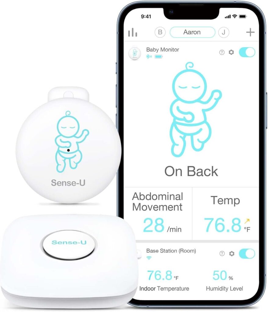 Sense-U Smart Baby Monitor 3 (Long Range  FSA/HSA Approved) - Tracks Abdominal Movement, Rollover, Sleeping Position, Temperature with Real-time Alerts from Anywhere