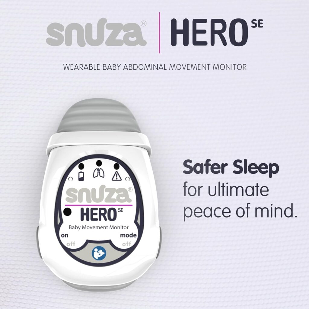 SNUZA Hero - Portable, Wearable Baby Abdominal Movement Monitor with Vibration and Alarm. - Newly Upgraded - Safer Sleeping for Infants.