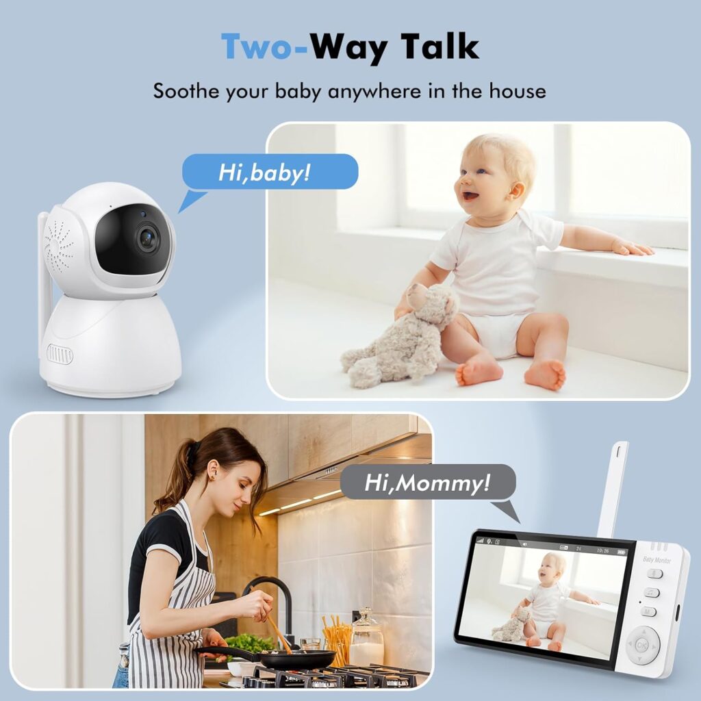 VAVSEA Baby Monitor,5LCD Screen 1080P Video Baby Monitor with Camera and Audio,1000ft Long Range,VOX,Night Vision,2-Way Talk,Temperature,8 Lullabies and High Capacity Battery