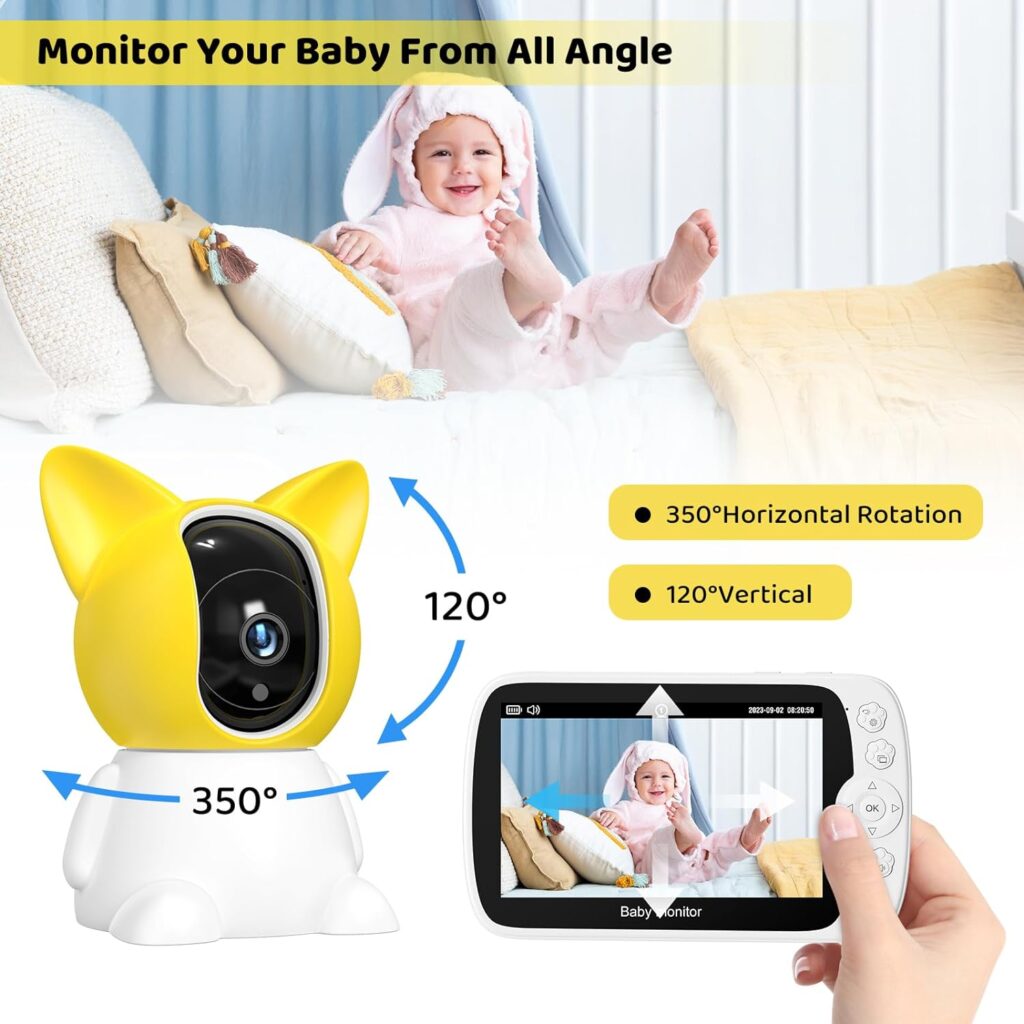 VAVSEA Baby Monitor,5LCD Screen 1080P Video Baby Monitor with Camera and Audio,1000ft Long Range,VOX,Night Vision,2-Way Talk,Temperature,8 Lullabies and High Capacity Battery