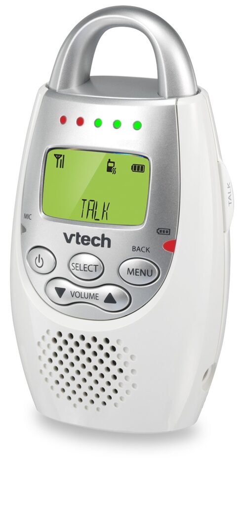 VTech DM221-2 Audio Baby Monitor with up to 1,000 ft of Range, Vibrating Sound-Alert, Talk Back Intercom, Night Light Loop  Two Parent Units, White