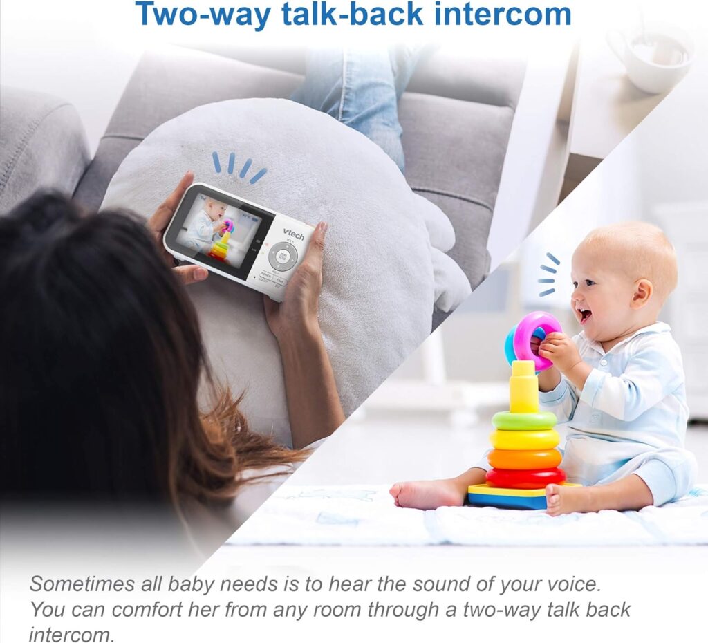 VTech VM819 Video Baby Monitor with 19 Hour Battery Life, 1000ft Long Range, 2.8” Display, Auto Night Vision, 2Way Audio Talk, Temperature Sensor and Lullabies,480p