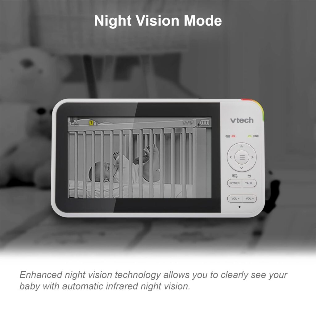 VTech VM924 Remote Pan-Tilt-Zoom Video Baby Monitor, 5 LCD Screen, Up to 17 Hrs Video Streaming, Night Vision, Up to 1000ft Range, Soothing Sounds, 2-Way Talk, Temperature Sensor,Secured Transmission