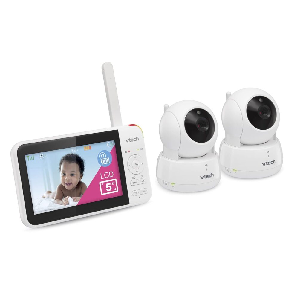 VTech VM924 Remote Pan-Tilt-Zoom Video Baby Monitor, 5 LCD Screen, Up to 17 Hrs Video Streaming, Night Vision, Up to 1000ft Range, Soothing Sounds, 2-Way Talk, Temperature Sensor,Secured Transmission