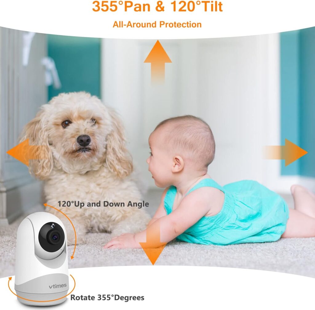 VTimes Video Baby Monitor with Camera and Audio, 3.2 IPS Screen, Baby Monitor Camera No WiFi Night Vision VOX Mode Pan-Tilt-Zoom Temperature Display 2 Way Audio Lullabies and 1000ft Range