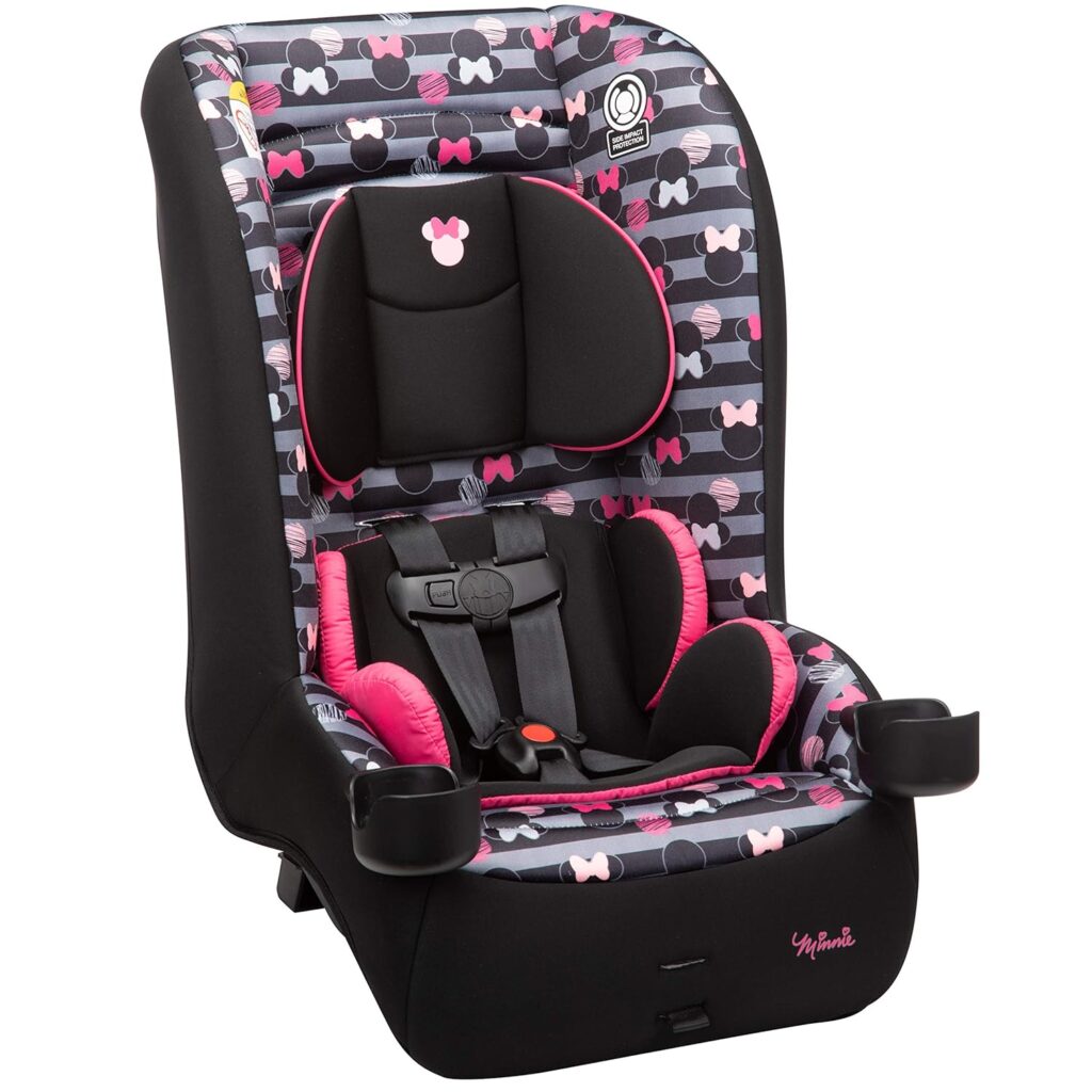 Disney Baby Jive 2 in 1 Convertible Car Seat,Rear-Facing 5-40 pounds and Forward-Facing 22-65 pounds, Minnie Stripes