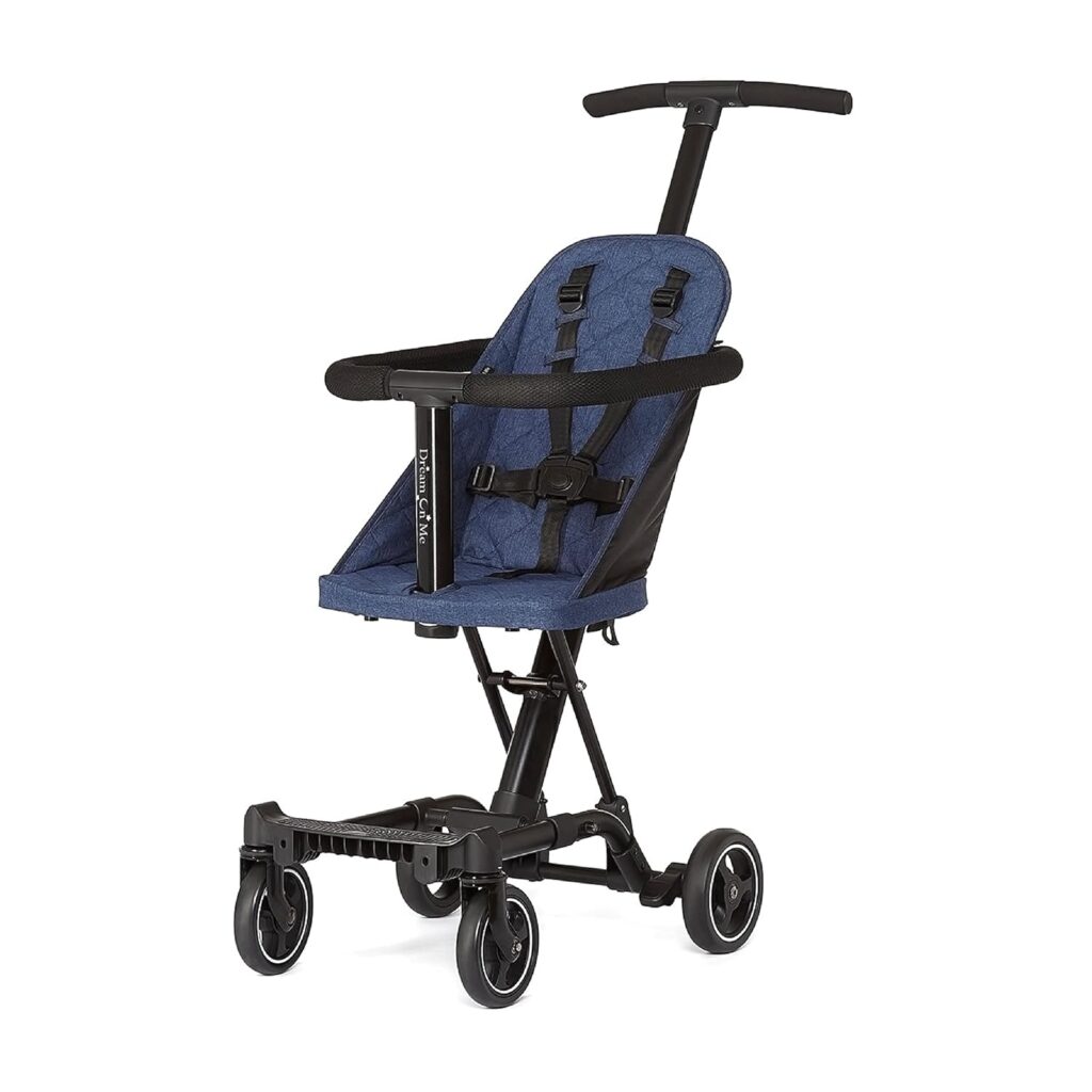 Dream On Me Lightweight and Compact Coast Rider Stroller with One Hand Easy Fold, Adjustable Handles and Soft Ride Wheels, Navy