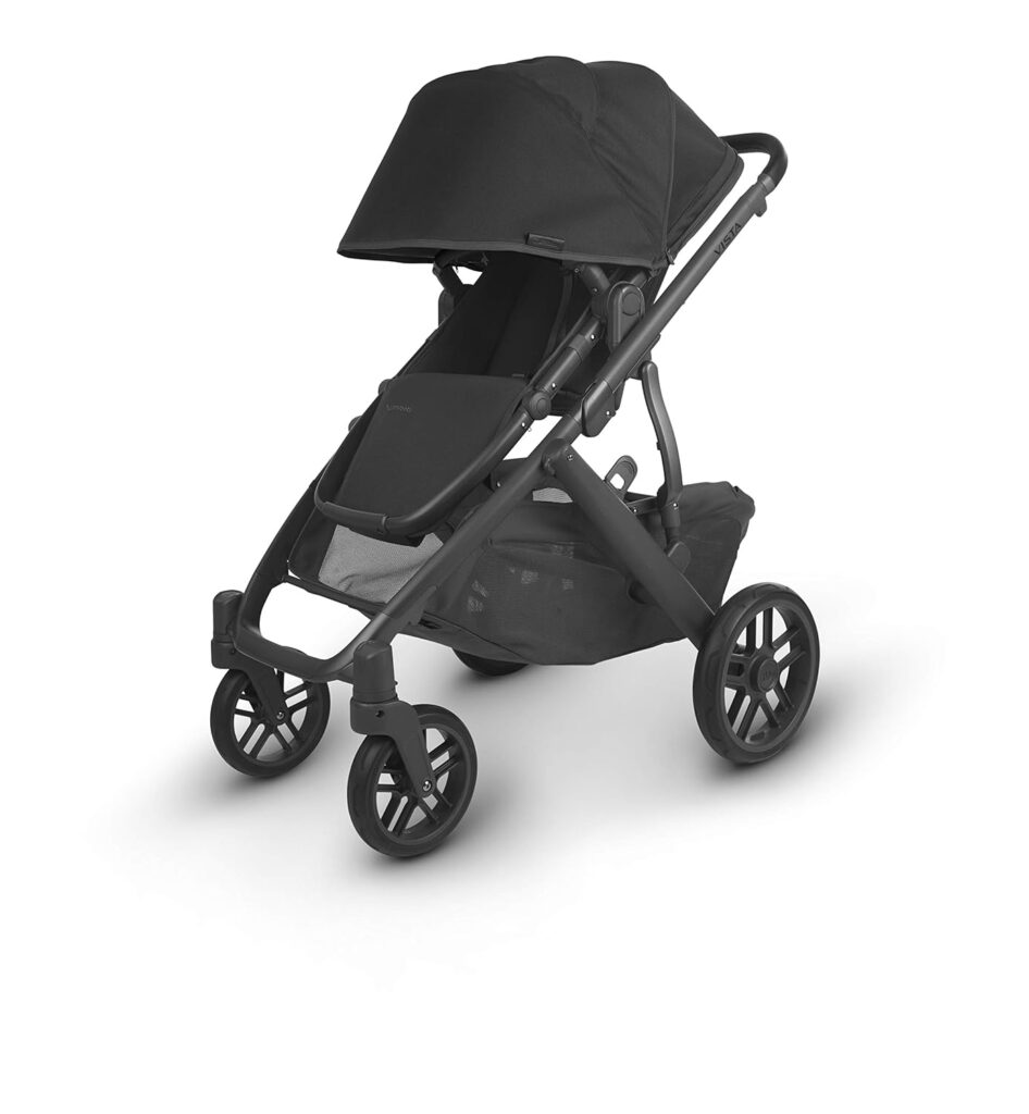 UPPAbaby Vista V2 Stroller - Jake (Black/Carbon/Black Leather) + Mesa Infant Car Seat - Jake (Black)