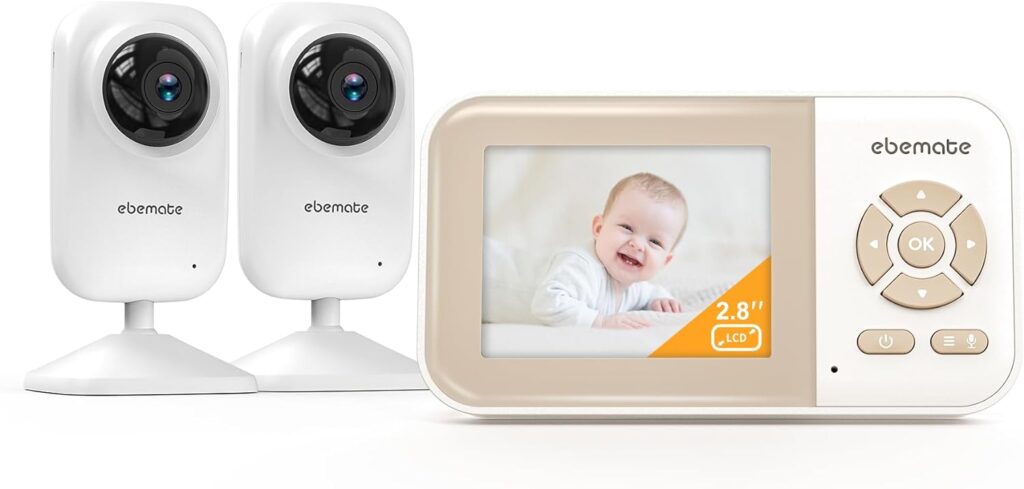 ebemate Video Baby Monitor with Camera,2-Way Talk Cam Monitor with 2.8 LCD Screen and 5 Soothing Lullabies Baby Monitoring